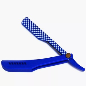 Navaja de Afeitar Profesional de Acero Inoxidable para Barbería, Mango de Madera y Acero, Recubrimiento en Polvo Negro, Cuchilla Única, Clip Negro - Product Image 2