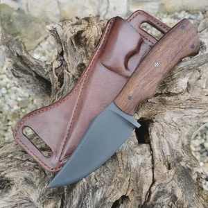 Cuchillo Premium Hecho a Mano de Acero Inoxidable de Hoja Fija para Combate/Desollado/Caza/Camping/Utilidades con Funda de Madera y Cuero para Venta al por Mayor OEM - Product Image 1