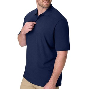 Polo homme bleu marine à manches courtes, coupe classique, couleur unie, tissu tricoté décontracté pour homme - Product Image 5