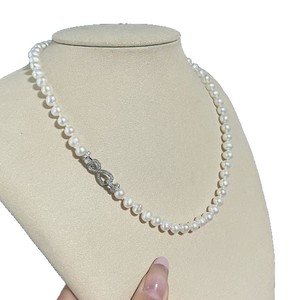 Collier de perles d'eau douce rondes de 7-8 mm, sans défaut, avec fermoir en argent S925 à huit caractères, perles d'eau douce sans radioactivité - Product Image 5