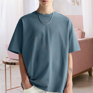 Men's Plus Size Casual Oversized 100% Cotton Breathable Baggy Loose Fit <b>Drop</b> Shoulder T-Shirt Custom Blank Front 200g - Product Image 3