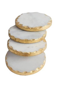 Handcrafted Polished <b>Marble</b> Round Luxury Coasters Durable 10mm Thick Beverage Coaster <b>Set</b> for Restaurants & Retail - Product Image 2