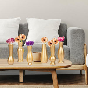 ชุดแจกันโลหะลายดอกตูมสไตล์ยุโรป6ใบขนาดปรับแต่งได้หลากหลายขนาดสำหรับตกแต่งบ้านมื้ออาหารการจัดดอกไม้ที่น่าจดจำ - Product Image 3