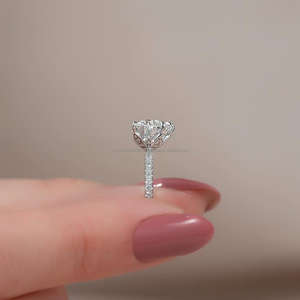 Anillo de Compromiso/Boda con Diamante Blanco Cultivado en Laboratorio IGI/GIA, Oro de 14k, Unisex, Corte Corazón Blanco Fino, para Aniversario, Fiestas, Regalo - Product Image 2