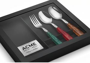 Ensemble de couverts élégants en acier inoxydable finition argentée avec manches en résine colorées, pour fêtes, mariages et restaurants - Product Image 5