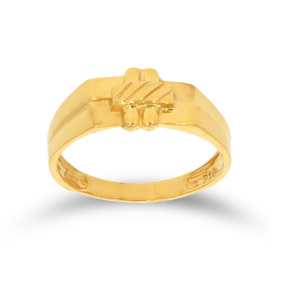 Classic Men’s Gold Plated Wide Band Ring with Elegant Geometric Engraved Center Design for Wedding, Party and Daily Wear - Product Image 1