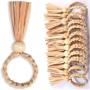 Nautical style coiled natural rope napkin <b>ring</b> in a <b>thick</b> knot design, available at wholesale prices for dining. - Product Image 2