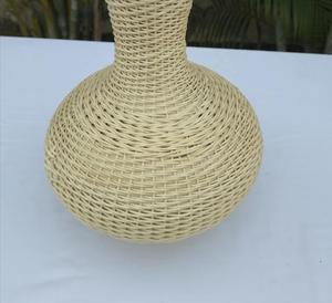 Jarrón Redondo de Ratán Blanco Ecológico, Maceta Decorativa Tejida a Mano para Hogares, Hoteles y Resorts - Product Image 3