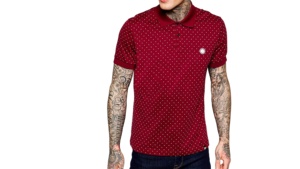 Camiseta de tacto suave para hombre, polo de alta calidad con lunares en color burdeos, ropa ajustada regular, venta al por mayor, BD - Product Image 4