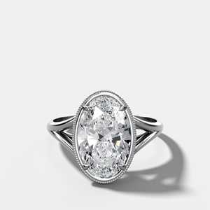 Anillos de compromiso de diamantes ovalados cultivados en laboratorio de 2.50 quilates con certificado IGI, oro macizo de 14K, lujo, con engaste de milgrain y bisel dividido, solitario para boda - Product Image 3