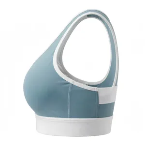 Amkoor Soutien-gorge de sport bleu clair pour femme, sans armatures, dos nageur, couvrance complète, séchage rapide, respirant, en Spandex et Nylon, toutes saisons - Product Image 4