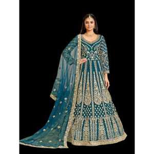 Vestido Anarkali de diseñador con Pent y Dupatta para Fiestas-Elegante vestido de noche - Product Image 1