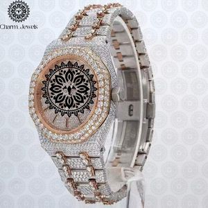 Montre de luxe pour homme Charm Jewels, boîtier en acier inoxydable, incrustation de diamants, mouvement mécanique analogique, 40 mm, verre saphir, bracelet 10 - Product Image 2