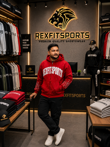 Sweat à capuche zippé rouge personnalisé pour homme, style streetwear épais, imprimé flamme en strass, coupe oversize, fabricant de vêtements - Product Image 4