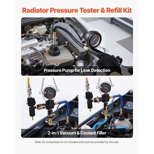 Kit Tester Pressione Liquido Refrigerante 47 Pezzi, Kit Riempimento Radiatore Sottovuoto con 3 Adattatori Metallici Universali per Sistema di Raffreddamento Auto - Product Image 2