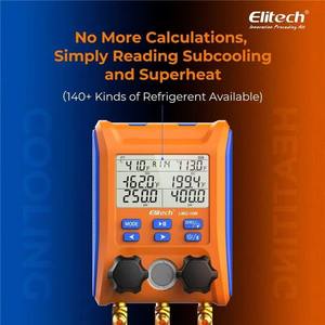 Elitech Digital 4 Válvula <span class=keywords><strong>Manifold</strong></span> Medidor W/Mangueiras Grampos & Vacuum <span class=keywords><strong>Gauge</strong></span> EMG-40VPro 5 Tela Sensível Ao Toque OTA Firmware APP Controle - Product Image 5