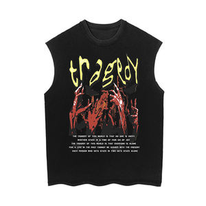 T-shirts de la meilleure qualité, T-shirts noirs surdimensionnés de haute qualité, T-shirts vintage lavés à l'acide, T-shirts sans manches lavés - Product Image 6