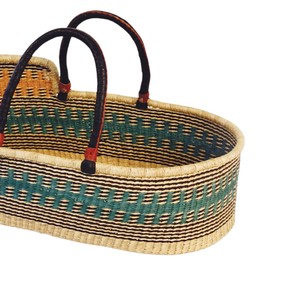 Supply modern dark teal geometric high <b>wall</b> seagrass changing <b>basket</b> with rattan changing kid <b>basket</b> featuring straps - Product Image 2