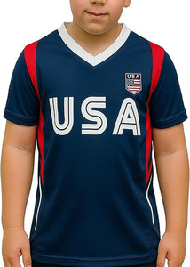 Conjunto de Uniforme de Fútbol Personalizado para Niños - Camiseta de Fútbol Sublimada Personalizada para Hombre, Cuello Redondo, Manga Corta, Estilo Americano - Product Image 3