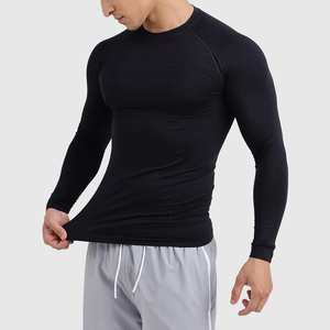 Camiseta personalizada con impresión digital para hombre, manga larga, protección contra erupciones cutáneas, ajuste regular, compresión, ropa deportiva para gimnasio. - Product Image 3
