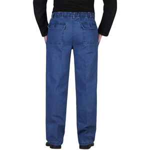 Pantalones Vaqueros de Mezclilla para Hombre, Cintura Elástica, Corte Holgado, Estilo Casual, Color Sólido, Elásticos, 100% Algodón, Secado Rápido, para Primavera y Verano - Product Image 5