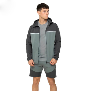 Ensemble de survêtement d'hiver épais et uni pour hommes, avec sweat à capuche à cordon et pantalon de survêtement coupe-vent, vente en gros - Product Image 5