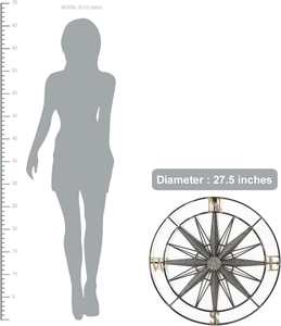 Round Metal Compass Wall <b>Decor</b> Nautical Hanging Wall Decoration for <b>Home</b> Office - Product Image 4