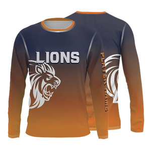 Camiseta Deportiva Personalizada de Manga Larga con Diseño de León, Camiseta con Degradado Sublimado, Ropa Deportiva, Uniforme de Equipo, Top Transpirable para Entrenamiento - Product Image 3