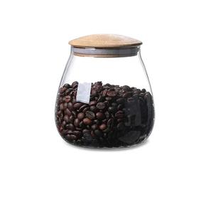 Frasco de Vidrio con Tapa de Madera, Recipiente Hermético de Boca Ancha para Almacenar Alimentos, Café, Azúcar, Té, Galletas, Dulces, Ensaladas - Product Image 1