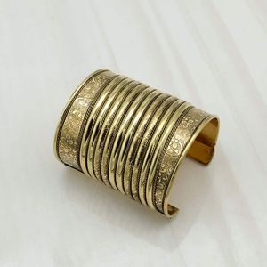 Vintage Finished Brass Cuff Chunky Stack Bangle Wedding Party Festive Boho <b>Adjustable</b> Chic Stylish Statement Jewelry <b>Bracelet</b> - Product Image 5