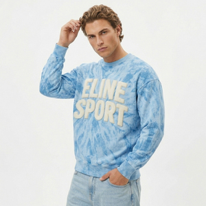 Distressed Texture Sports Lifestyle Apparel Modern Street Fashion Crewneck Sweatshirt Premium Quality Cotton Fleece Jumper - Product Image 4