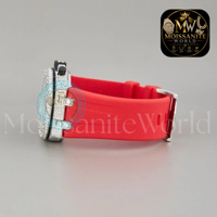 Montre à bracelet en caoutchouc rouge, diamant moissanite de qualité supérieure VVS couleur D, très demandée, pour unisexe, au meilleur prix d'usine