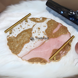 Plateau de service mobile en résine de qualité supérieure, plat décoratif moderne pour la cuisine, la table à manger, la décoration intérieure, les cadeaux, Tradebyd - Product Image 3