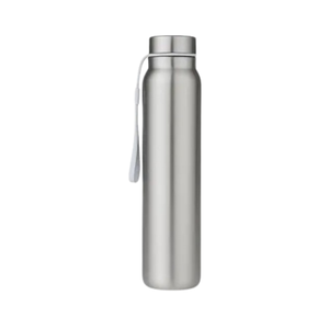 Silver stainless steel <b>water</b> <b>bottle</b> vacuum insulated flask with carrying <b>strap</b> reusable metal drinkware gym travel school - Product Image 1