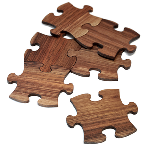 Professional Customized Home and Kitchen Natural Wood <b>Puzzle</b> Coasters Set of 4 Pieces For Cafe Canteen <b>Table</b> Set-up Mats & Pads - Product Image 4