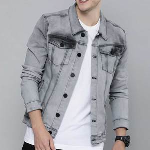 Hot Selling Men's Slim Fit <b>Denim</b> Jacket-Autumn Winter Casual <b>Coat</b> Trendy Fashion Outerwear Stand Collar Front | Customizable - Product Image 2