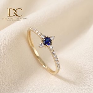 Nuevo Anillo de Lujo de Oro Amarillo Sólido de 14 Quilates con Certificado IGI, con Diamante Cultivado en Laboratorio y Zafiro Azul Real, Joyería para Mujer - Product Image 3