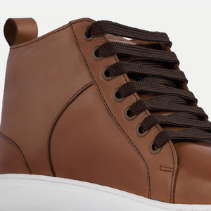 Wholesale Stylish High <b>Top</b> Tan Genuine Leather Sneakers for Men Casual Fashion High Quality OEM Brand Men's Dress Shoes Formal - Product Image 2