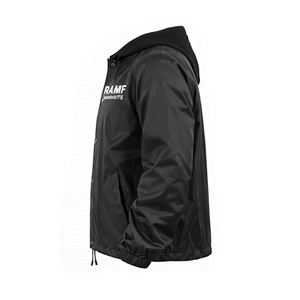 Chaqueta Impermeable de Nailon Ligera y Transpirable con Cierre de Botones Grandes, Personalizable con Logotipo, Chaqueta Deportiva Negra Lisa - Product Image 3