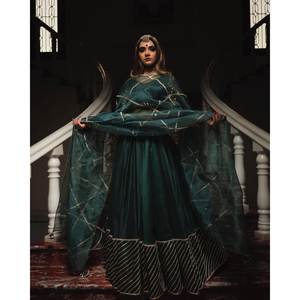 ชุดราตรีสี Rama สวยสวยงาน gotta patti lehenga choli สำหรับปาร์ตี้ - Product Image 3