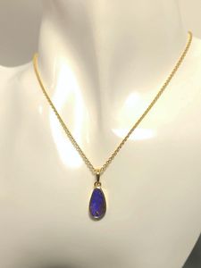 Natural Boulder <b>Opal</b> Pendant 925 Sterling Silver 14K Gold Plated Blue <b>Opal</b> Handmade Gemstone Jewelry Women - Product Image 2