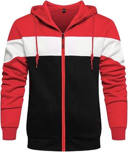 Sweat-shirt à capuche pour adulte, rouge, blanc, noir, avec bordure contrastée, vêtements décontractés, toutes saisons, usage promotionnel - Product Image 1