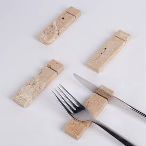 ชุดที่วางช้อนส้อมหินอ่อนธรรมชาติสีเบจ 6 ชิ้น ที่วางมีดหินอ่อน ที่วางตะเกียบ อุปกรณ์บนโต๊ะอาหาร - Product Image 1