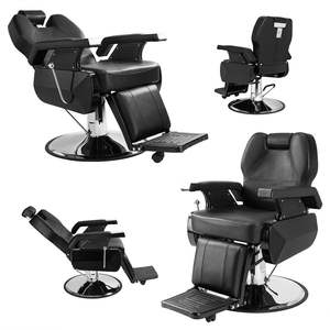 Sillón de Barbería Hidráulico Reclinable Clásico Negro con Esponja de Cuero para Uso en Salón de Belleza - Product Image 6