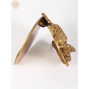Aldaba de puerta Kirtimukha de latón de 5 pulgadas hecha a mano, artículo decorativo para el hogar - Product Image 4