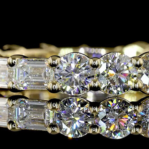 Round <b>Emerald</b> Lab Grown Diamond Engagement Gift Eternity Band <b>Ring</b> Rhodium Plated 10K 14K 18K Gold 925 935 <b>Silver</b> - Product Image 2