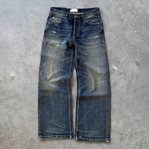 Jeans vintage pour hommes en denim rigide, en gros, pour marques de vêtements américaines, fournisseur de lavage personnalisé et de marque privée - Product Image 6