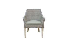 PINE Garden Patio Dining Set with Wicker Chairs and Brushed Wooden <b>Table</b> - Product Image 5