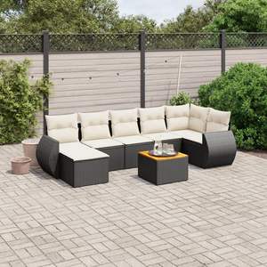 Black Garden <b>Sofa</b> Set <b>Rattan</b> Outdoor Furniture 6 Seater Weather Resistant Contemporary Design - Product Image 3