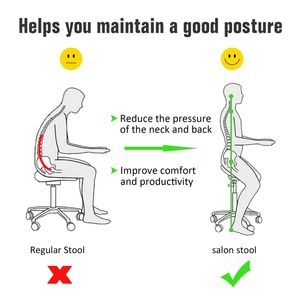 Chaise pivotante ergonomique à hauteur réglable, noire, hydraulique, à roulettes, pour salon de beauté et mobilier de salon médical - Product Image 6